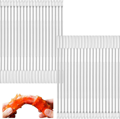 Yaomiao 40 Pcs Stainless Steel Seafood Forks Set Silver 6.8 Inch Crab Forks