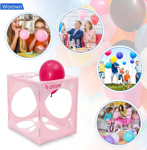Worown 14 Holes Collapsible Pink Plastic Balloon Sizer Box, 1-10 Inch Measurement Tools for Balloon Arches, Columns,