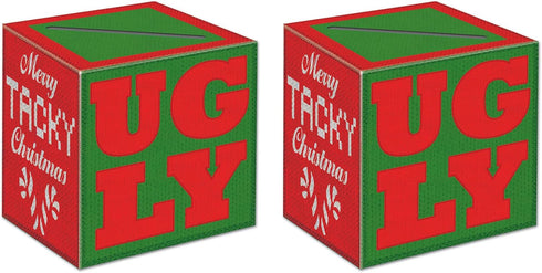 Beistle 2 Pieces Ballot Boxes Ugly Sweater, 9" x 9", Red/Green/White with Ballots
