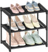 HITHIM 3 Tiers Small Shoe Rack,Narrow Stackable Shoe Shelf Organizer,Sturdy Shoe Stand,