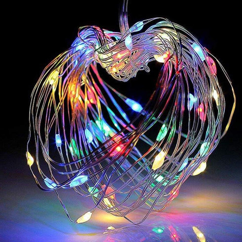 Amants01 Lights,32.8ft 100LEDs 12 Sound Activated LED Music String Modes Waterproof Copper Wire Multicolor AA Battery