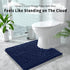 Yimobra Luxury Shaggy U-Shaped Toilet Rug, 24.4 x 24.4 Inches - Soft Non-Slip Bath Carpet, Navy Blue
