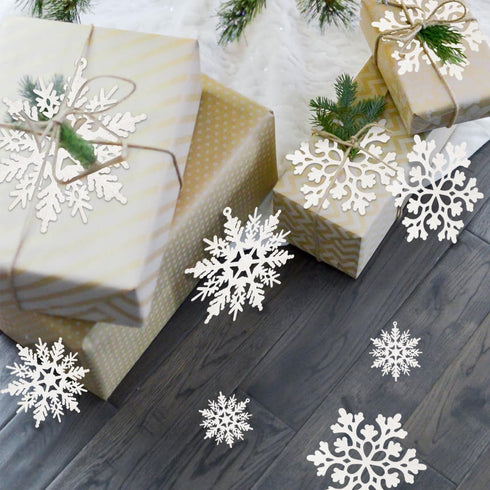 36pcs Snowflakes Christmas Tree Decorations - Plastic Glitter White Snow Flakes Ornaments for Indoor Winter Decor