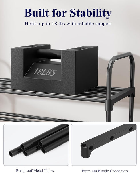 3-Tier Closet, 28.0" 11.8" 25.6", Kitsure Shoe Rack - Space-Saving Shoe Organizer & Shoe Shelf with Handle, Easy