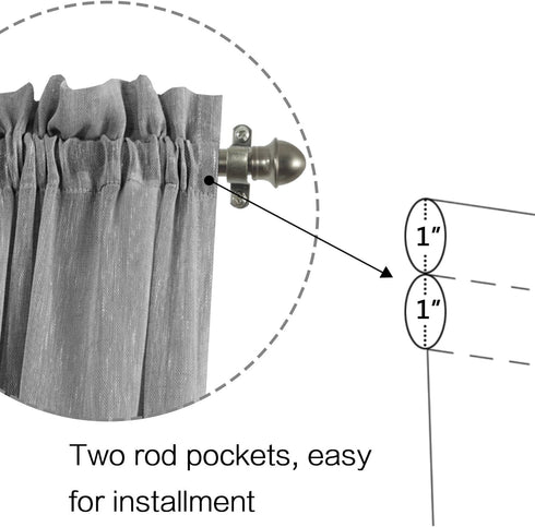 H.VERSAILTEX Linen French Door Curtains, Semi Sheer Light Reducing Privacy, 1 Panel Door Shades, 25" W x 72" L,