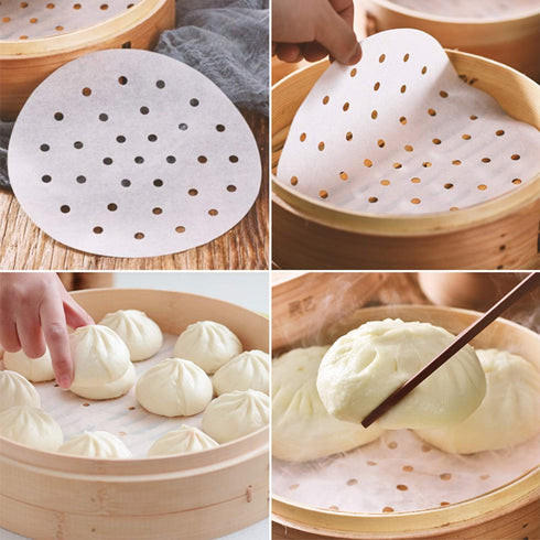 Flexzion 7.5 Inch Perforated Parchment Paper for Air Fryer Liners, 200 Sheets, Non-Stick Cooking