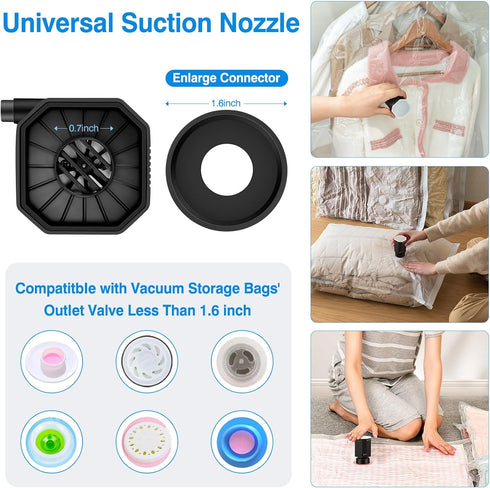 Cordless Electric Pump for Vacuum Storage Bags, Portable Rechargeable Seal Bag Pump for Compression Clothes, Luggage