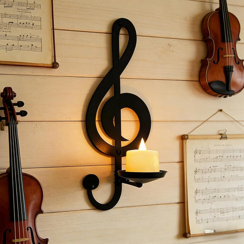 Gift(1, Candle Sconces Wall Musical Note Sconces Decor Wall Mounted Metal Candle Holders with Foldable Tray ZAYHENYOO