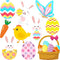30 Pieces Happy Easter Paper Cutouts, Bunny Eggs Carrot Basket for Party Decorations