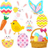 30 Pieces Happy Easter Paper Cutouts, Bunny Eggs Carrot Basket for Party Decorations