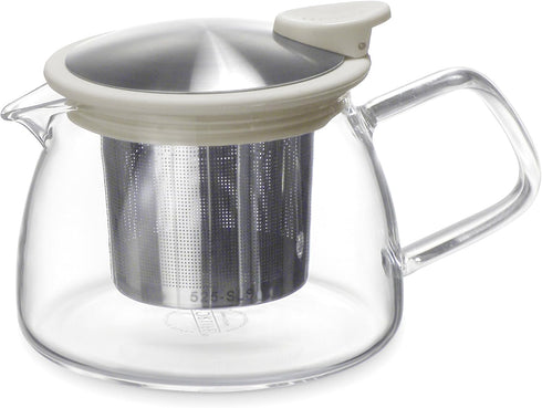 Forlife Bell Glass Teapot with Basket Infuser, 14-Ounce/430ml, White