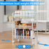 3 4 OVICAR Mesh Wire Tier Rolling Cart, Kitchen Storage Utility Cart, Multifunction Basket Stand for Bathroom, Full