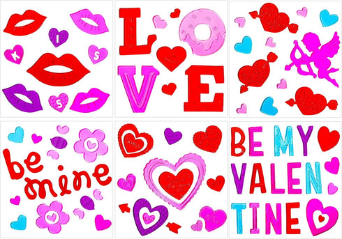 XIMISHOP 6pcs Valentine's Day Gel Window Clings: Stickers for Valentine's Day Window Decorations