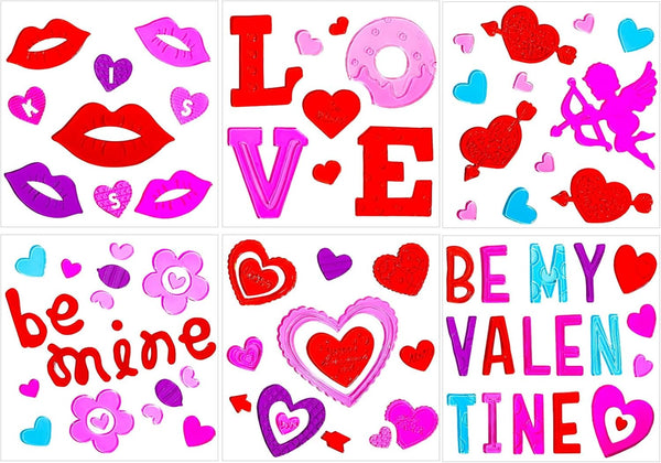 XIMISHOP 6pcs Valentine's Day Gel Window Clings: Stickers for Valentine's Day Window Decorations