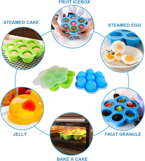 JJYHEHOT 2 5,6,8 PCS Egg Bites Silicone Mold, Sous Vide Egg Bite Maker, Fits Instant Pot qt Pressure Cooker