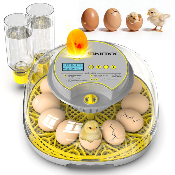 Incubator for Hatching Eggs-12 Egg Capacity, 2026 Newly Upgraded Automatic Egg Turner,