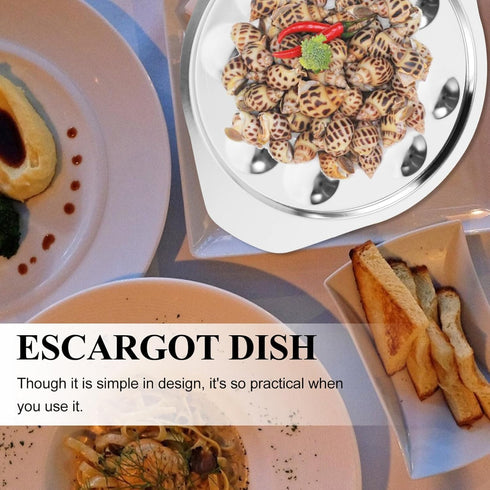 OSALADI Metal Escargot Dish, Snail Platter with 12 Holes, Escargot Baking Dish for Home Restaurant, 2Pcs