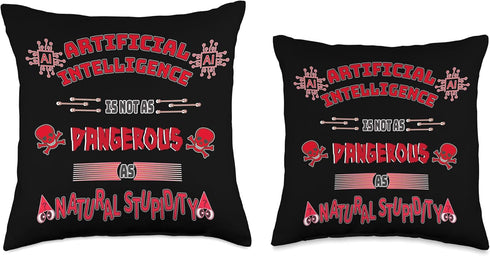 Funny AI Tech Geek Sarcastic Red Throw Pillow, 16x16, Multicolor