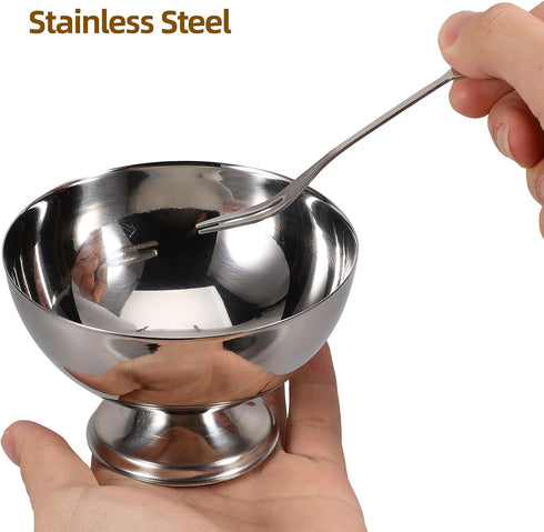 4 9oz Pcs Stainless Steel Dessert Bowls, Ice Cream Cups Footed Dessert Cups Mini Desserts Bowls for Sundae Parfait