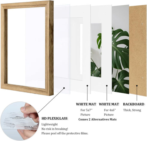 8x10 4x6/5x7 8x10 Set 4 Egofine Picture Frames with Plexiglass, Display Pictures with Mat or Without Mat