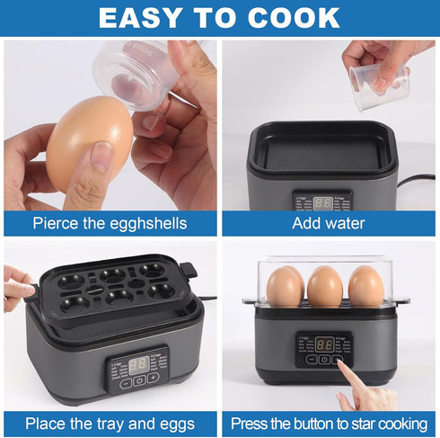 6 Tesslux Electric Rapid Egg Cooker, Egg Capacity for Hard Boiled Eggs, Poached Eggs, Scrambled Eggs, or Omelets Maker