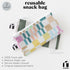 Pack 2-pk Bumkins Roamio Reusable Snack Bags, for Kids School Lunch and for Adults Portion, Washable Fabric, Waterproof