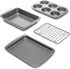 Ecolution Non-Stick Toaster Oven Bakeware Set, 4-Piece Carbon Steel, Easy to Clean, Gray