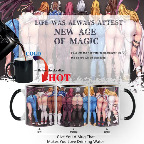 Funny White Elephant Coffee Mug, Color Changing Gag Gift for Adults, 11oz Anime Beauty Cup