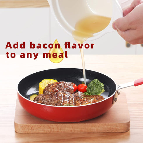 17oz, ONTUBE Ceramic Bacon Grease Container Keeper with Strainer, Frying Oil Storage Can White