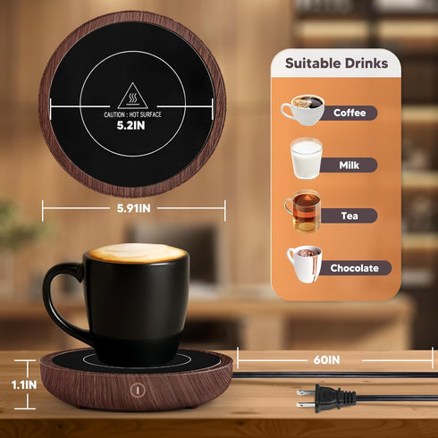 KRGMNHR 36W 3-Temp Settings, Coffee Mug Warmer, Fastest Heating Temperature, Coffee Cup Warmer for Desk Auto Shut Off