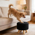 Asense Small Round Ottoman Foot Rest Stool Fabric Padded Seat Footstool Ottoman with Anti-Slip Wooden Legs