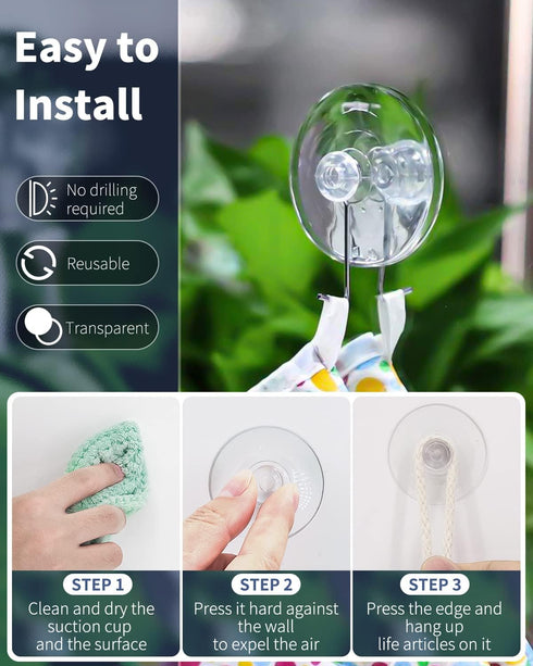 Pawfly 20 Pack Suction Cups, 1.8 Inch, Small Rubber Suction Cups for Home, Kitchen, Bathroom Organization, Christmas