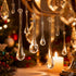 32 OuMuaMua Pcs Glass Raindrop Christmas Ornaments Crystal Teardrop Hanging Ornaments Clear Chandelier Drop Pendant