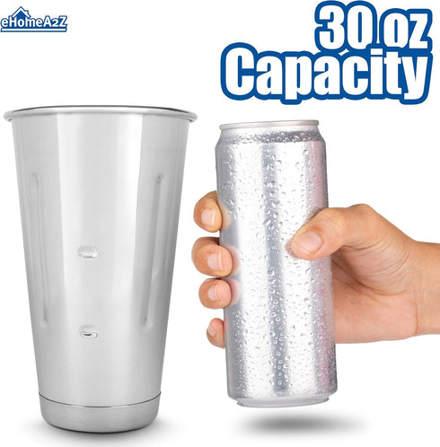 EHOMEA2Z Malt Cup Stainless Steel Ice Cream Milkshake Commercial Grade, 30 oz