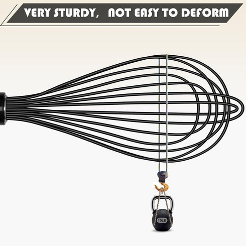 Kitchen Silicone Whisk, 11-Inch Heat Resistant Non Scratch Whisk, Metal Wire Stainless Steel Egg Bread Tool, Black