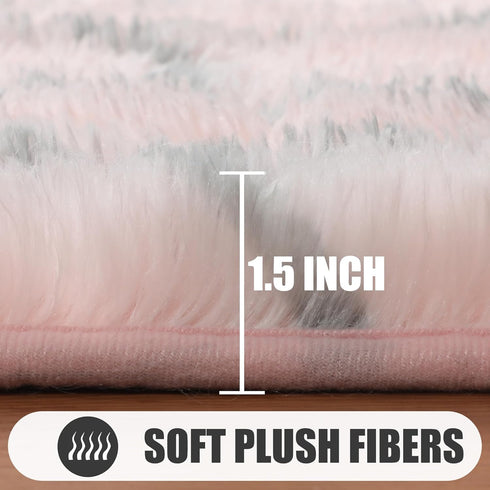 Moroccan Area Rug 4x6, Fluffy Pink and Grey Trellis Shaggy Rug for Girls Bedroom, Soft Plush Carpet for Living Room
