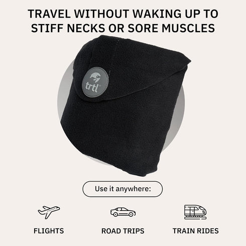 trtl Pillow - Super Soft Neck Support Travel Pillow - Scientifically Proven, Machine Washable - Black