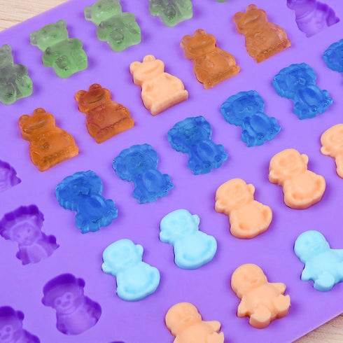 Silicone Candy Gummy Bear Molds - Premium Silicone Chocolate Molds Pack of 4 Including Bears, Frogs, Lions, Monkeys,
