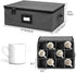 2Pack, 12 Mayniu Cup and Mug Storage Box China Storage Containers for Tea Cups or Coffee Mugs with Zipper Lid and Rivet