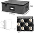Cup and Mug Storage Box, 12 Cells China Storage Containers for Tea Cups and Coffee Mugs, Hard Shell, Black