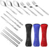 3 Pack Reusable Portable Flatware Sets with Knife, Fork, Spoon, Chopsticks, 12Pcs Stainless Steel Dinnerware with