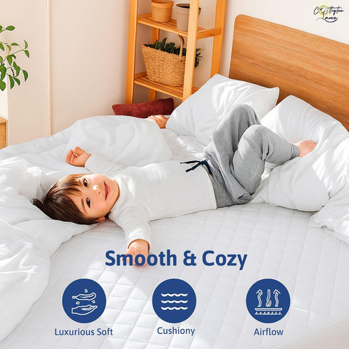 400 21 Inch Cottington Lane GSM Full Size Waterproof Quilted Mattress Pad Protector, Soft Microfiber Mattress Topper