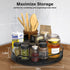 Lazy Susan Turntable Organizer for Cabinet Pantry - Kitchen Countertop Refrigerator Cupboard, Pine Wood, 9", Black