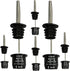 Stainless Steel Classic Bottle Pourers,Black 6 Pack with6 Adapters for Large Neck