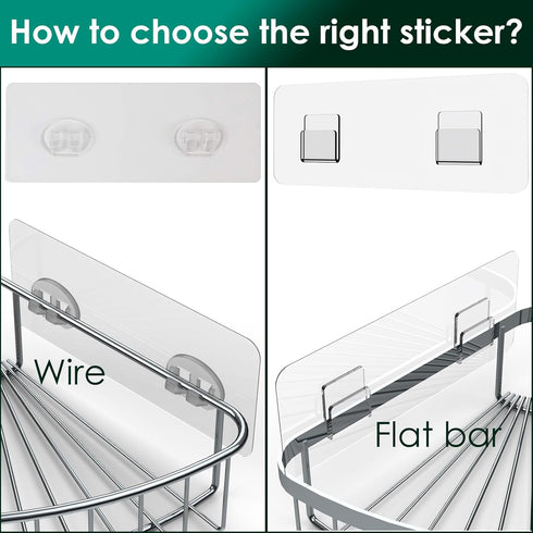 3 11 13/16" Shower Caddy Adhesive Replacement Stickers Sticker Shelf Basket Strips Suction Hooks Large Strong Hook