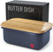 Butter Dish with Lid - Large and Small Tray, Countertop & Fridge Butter Keeper, Storage Box, Mantequillera