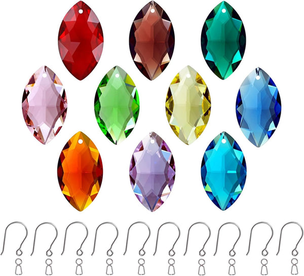 10pcs Crystal Prism Multi Colors Hanging Glass Ornament Horse Eye Pendant for