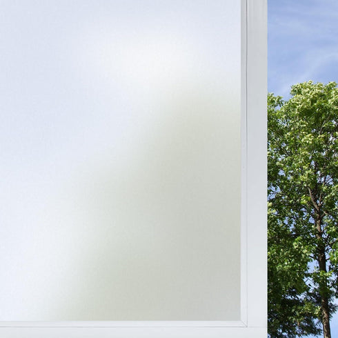 Frosted Glass Window Film, 17.3x236.2 Inches Non-Adhesive Privacy Film, Anti-UV for Bathroom Home and Office