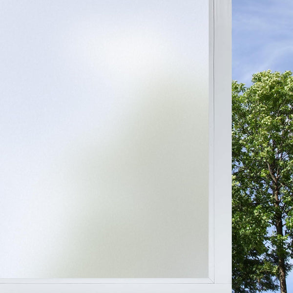 Frosted Glass Window Film, 17.3x236.2 Inches Non-Adhesive Privacy Film, Anti-UV for Bathroom Home and Office