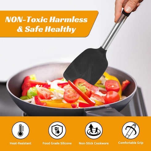 Kitchen Utensils Set of 4 Pack - Silicone Cooking Utensils for Nonstick Cookware, BPA Free, Dishwasher Safe